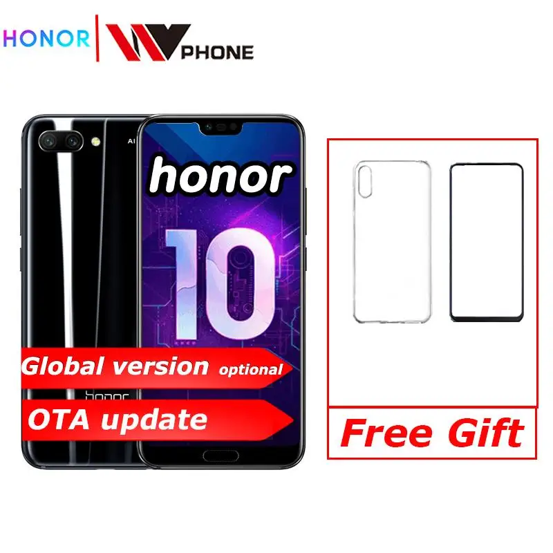 Honor 10 Мобильный телефон honor 10 19:9 полный экран 5,84 дюймов AI камера Восьмиядерный отпечаток пальца ID NFC android 8,1