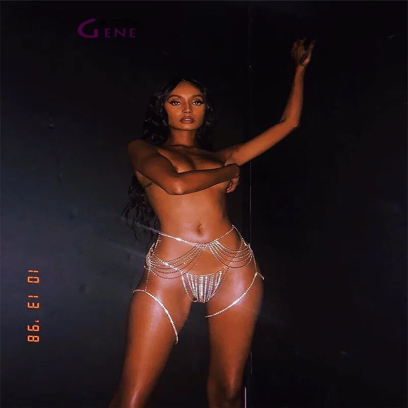 

Sexy tassel Rhinestone waist chain jewelry for women shining crystal waist thigh chain underwear bikini accessories