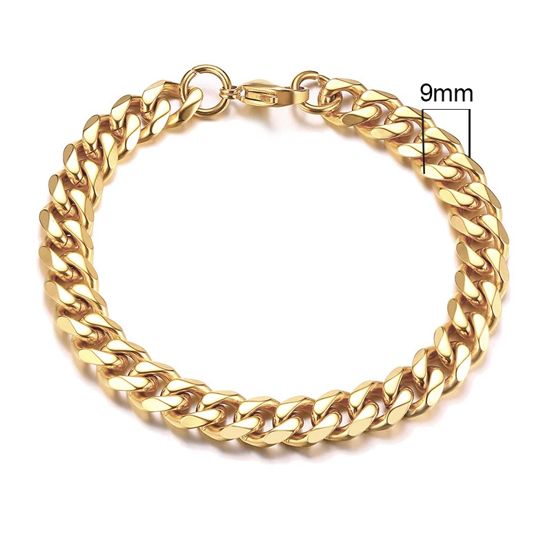 Vnox 3-11mm Chunky Miami Curb Chain Bracelet for Men, Stainless Steel Cuban Link Chain Wristband Classic Punk Heavy Male Jewelry