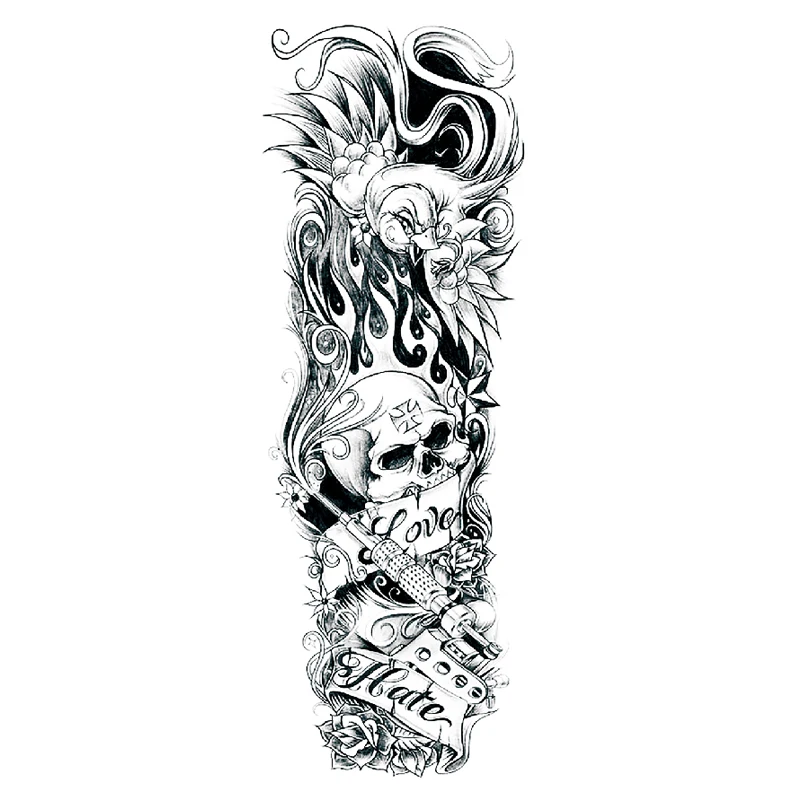 

Waterproof Temporary Tattoos Aesthetic Tiger Wild Wolf Dragon Men Full Skull Totem Tatto Body Art Large Arm Sleeve Tattoo Horrer