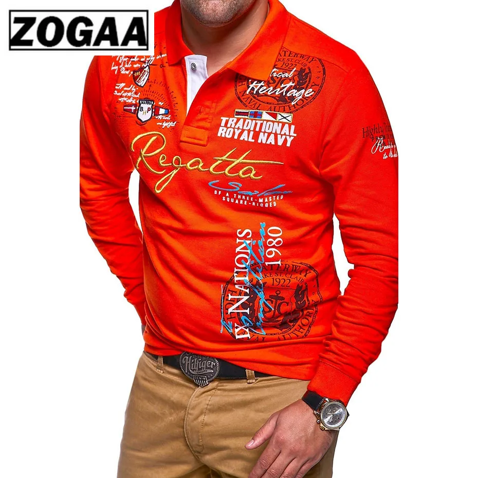 Мужская футболка с отложным воротником белая синяя Повседневная длинным рукавом