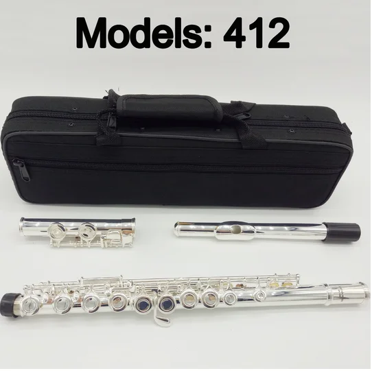

Free Shipping Flute 412 Silver Plated Professional Flute Instrument Intermediate Student Flutes C Leg 16 Holes Closed E Key