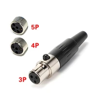 1pc mini xlr aviation connector female socket zinc alloycopper pins 3 4 5 pins for mic microphone audio video connecting