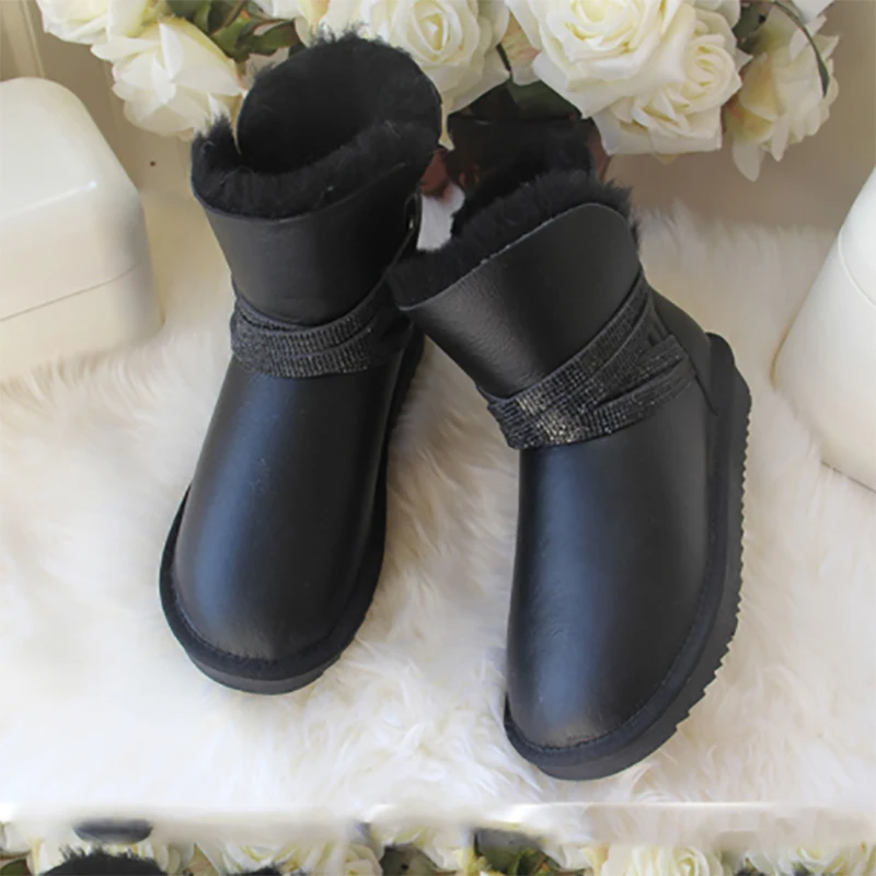 

Женские зимние ботильоны из натуральной овечьей кожи, с мехом