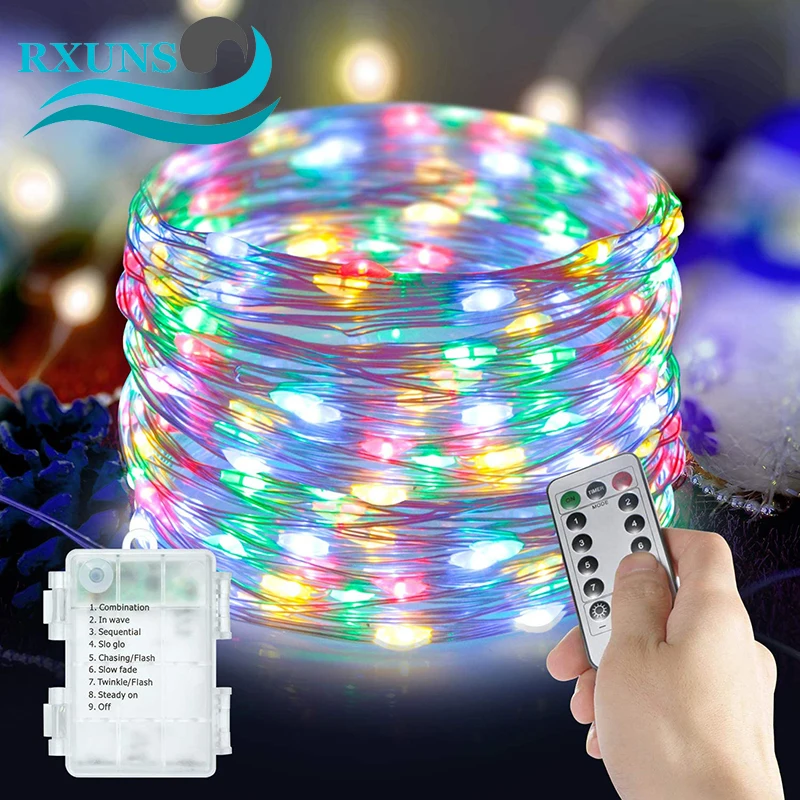 

Waterproof Flexible String Lights Remote 10M/100 LEDs 5M/50LEDS Battery Operated for Bedroom Home Wedding Christmas Festivals