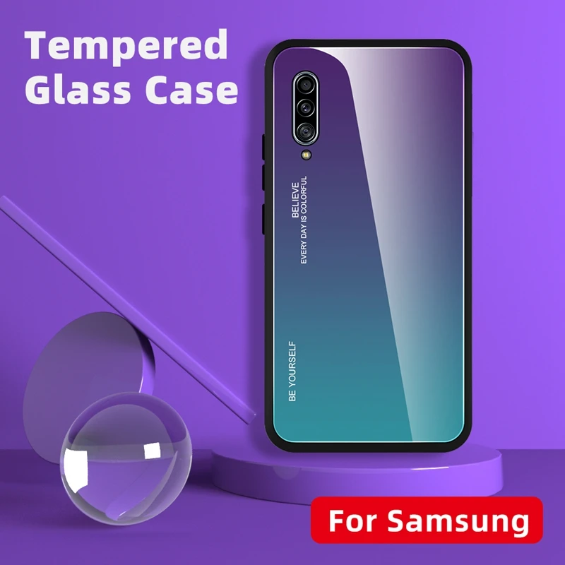 Закаленное Стекло чехол для samsung Galaxy A30S A50S A30 A40 A50 A60 A70 A80 A90 5 г Примечание 10 Pro S10 S11 Plus E градиент Цвет крышка