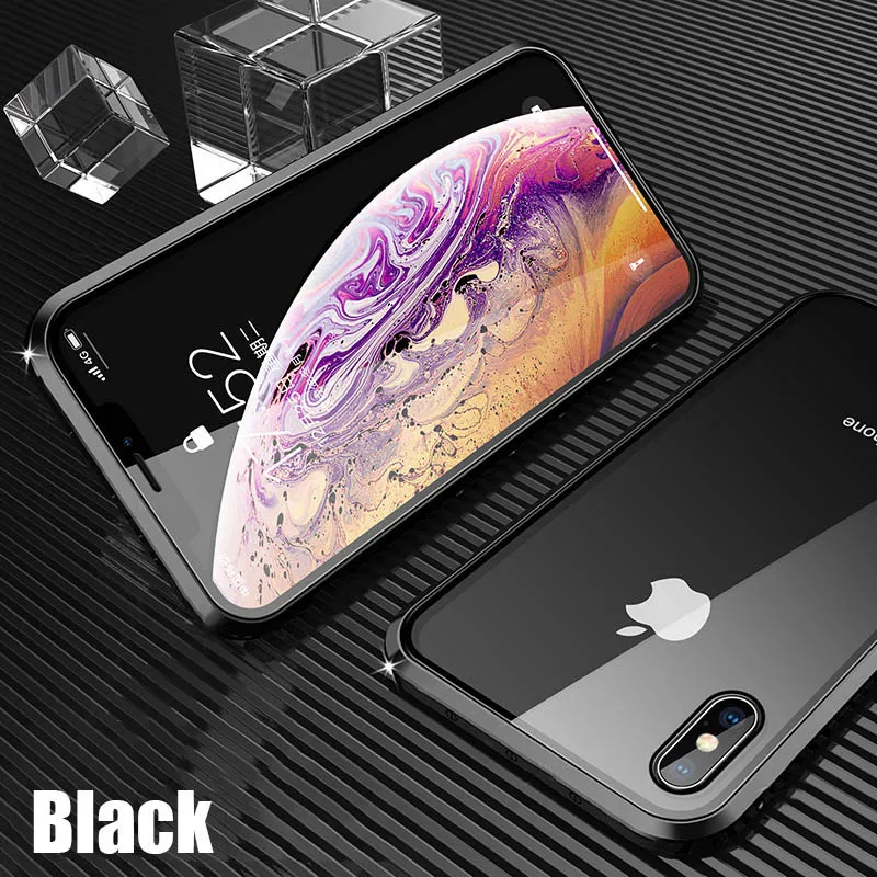 360 магнитная сила для iPhone 7 6s Plus чехол из закаленного стекла для iPhone 7 8 Plus X чехол для iPhone XS чехол для MAX XR - Цвет: 01