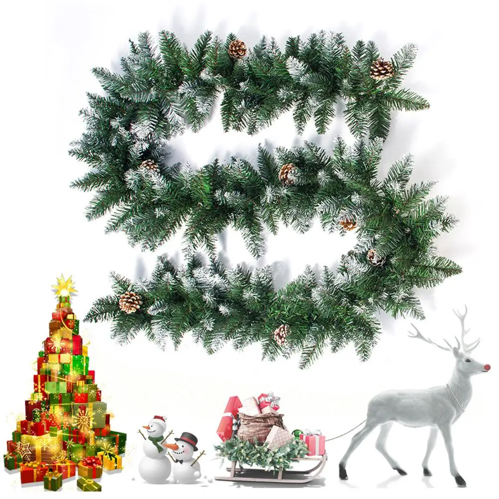 

2.7m Artificial Pine Core Rattan Xmas Wreath Hanging Ornament Home Decoration