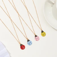 cute ladybug pendant necklace for women kawaii color enamel ladybird dangle lady beetle necklaces girl fashion jewelry kids gift