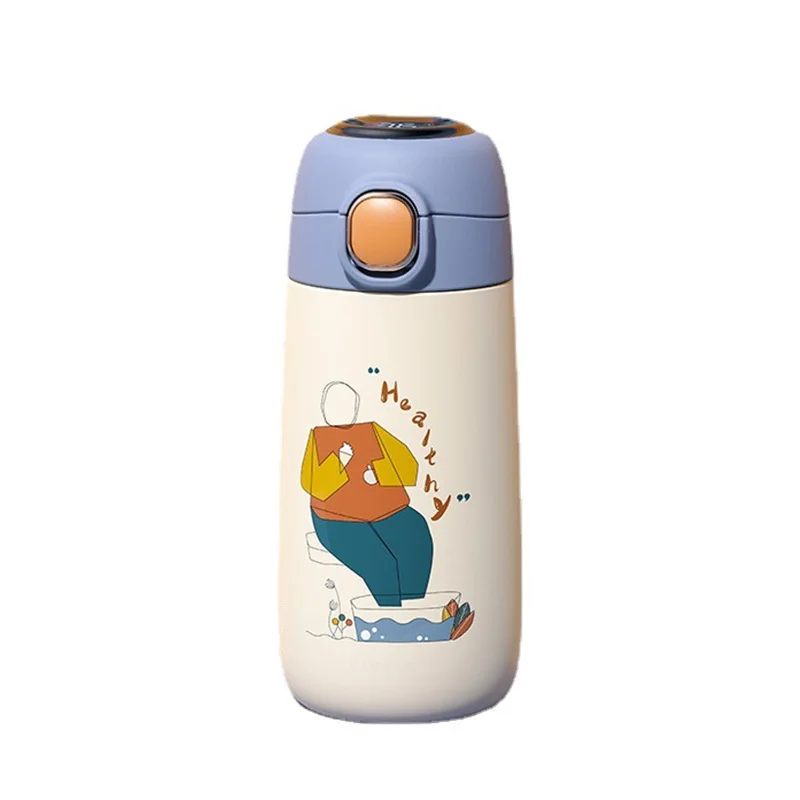 

316 Children's Smart Thermos Cup with Stainless Steel Bounce Cap Cup Cute Cartoon Pattern Water Cup Portable with Cups