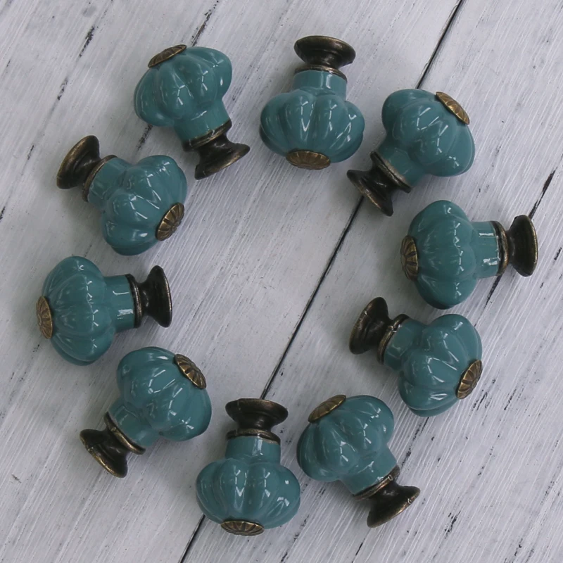10PCS Vintage Ceramic Knobs and Handles Door Cupboard Drawer Small Pull Knob Handle,Furniture Hardware
