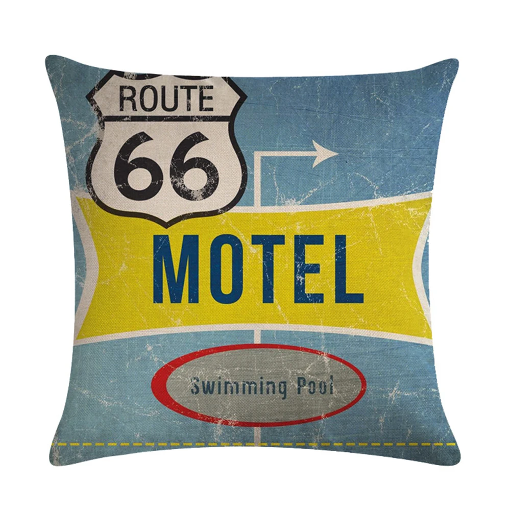 

Vintage Route 66 Linen Pillow Case Soft Cushion Cover Sofa Home Office Decor