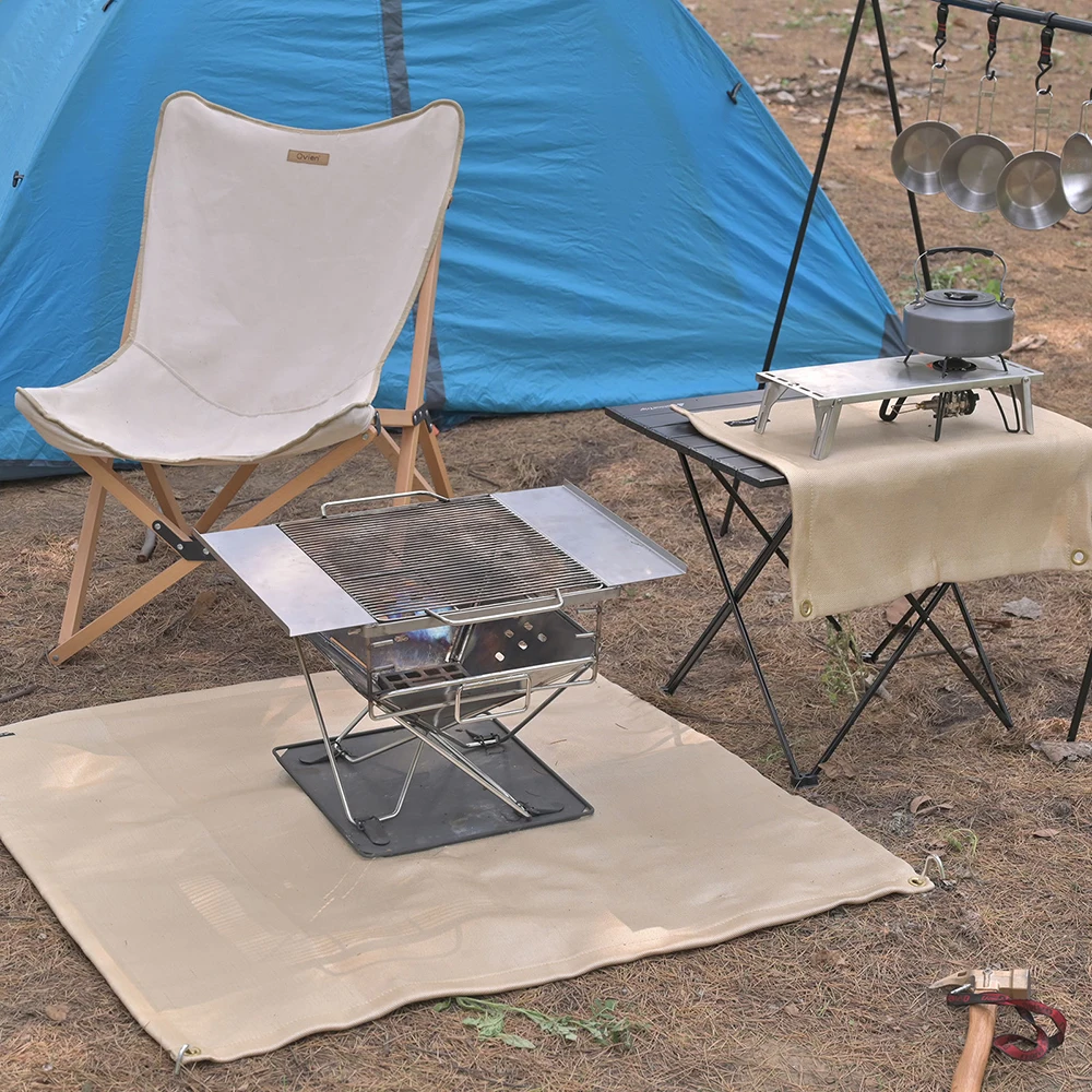 

Camping Fireproof Cloth Heavy Duty Glass Fiber Fire Retardant Blanket Thermal Barbecue Insulation Mat Picnic Hiking Accessories