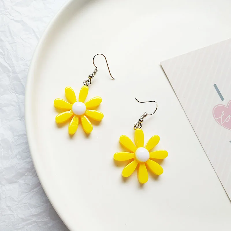 Милые цветные свежие милые минималистичные Цветочные креативные уличные серьги