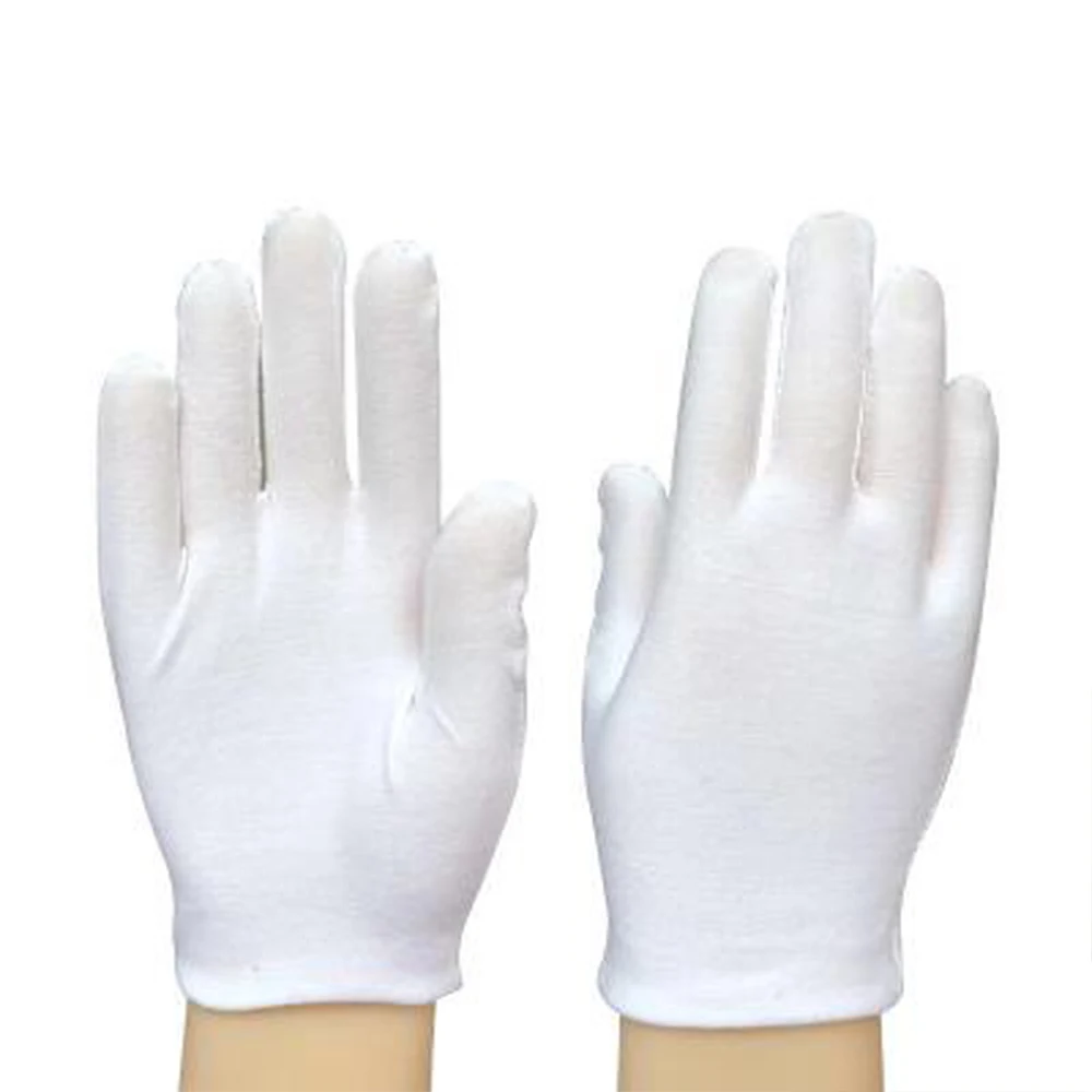 

12/60 Pairs White Soft Cotton Gloves Black 24/120Pcs Coin Jewelry Silver Inspection Hand Labour Protection Hight Quality