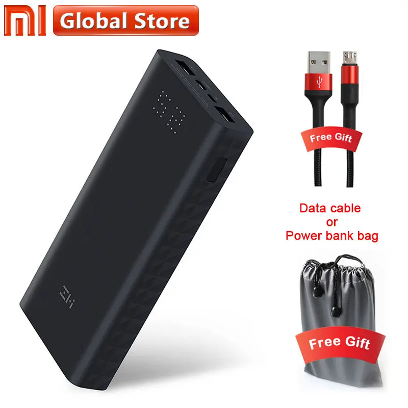 ZMI внешний аккумулятор Xiaomi 20000 мАч Быстрая зарядка QC3.0 батарея QB822 для iPhone зарядное