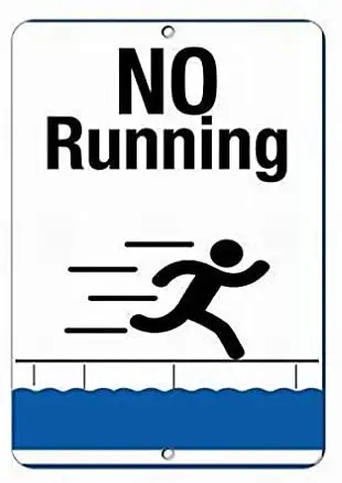 

No Running Style 1 Activity Sign Pool Signs Baby Pool Signs Sign Unique Tin Metal Sign Warning Sign Wall Decor Street Sign 8x12