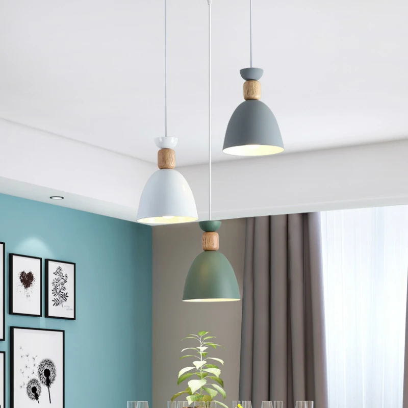 

Современные светодиодсветодиодный подвесные светильники в скандинавском стиле, комнатное деревянное освещение, круглая Подвесная лампа д...