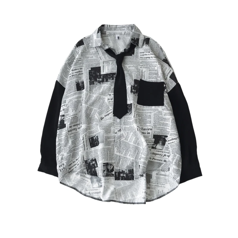 Мужская Повседневная рубашка с принтом свободная длинным рукавом большие