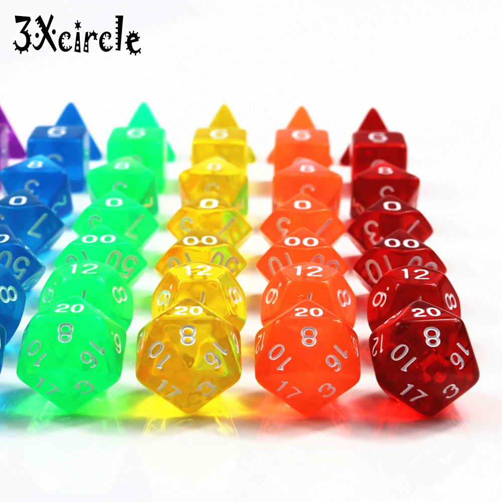Высокое качество 7 шт./компл. Прозрачные Цифровые многогранные кости насыщенного