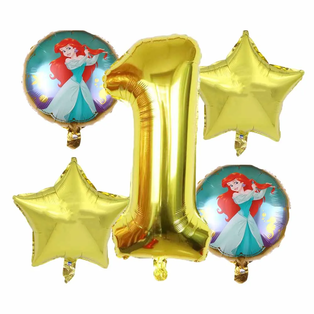 

5pcs Snow White Cinderella Princess Birthday Party Decorations Aurora Ariel Belle Jasmine Anna Girl' Gift Globos Baby Shower
