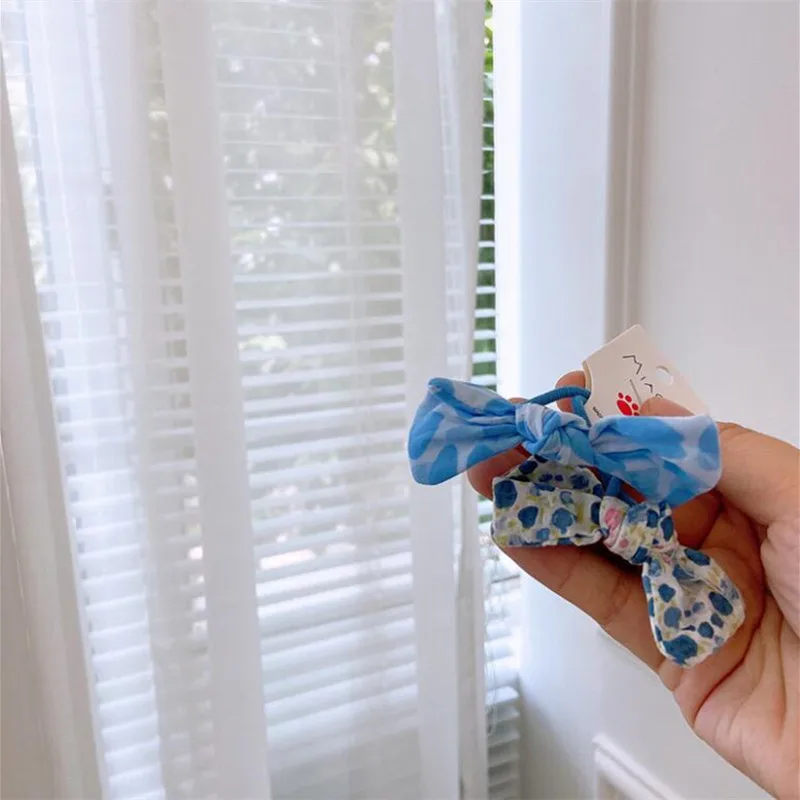 

4PCS Cute Ponytail Rubber Band Hair Ropes Korean version candy color Bow tie Girls hair bow Hair band Kids Hair Accessories