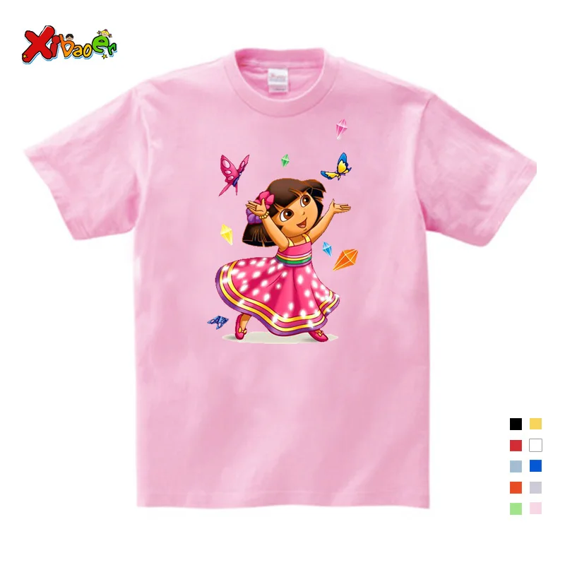 

girls T Shirt Cute 2020 Summer Children T-shirt Color Girls Sweet Lovely Cartoon Tees Girl Summer Kids Short Sleeve Cartoon Tops