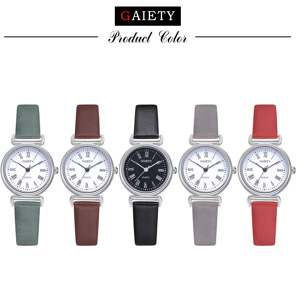 Женские часы модные кожаные аналоговые кварцевые круглые наручные