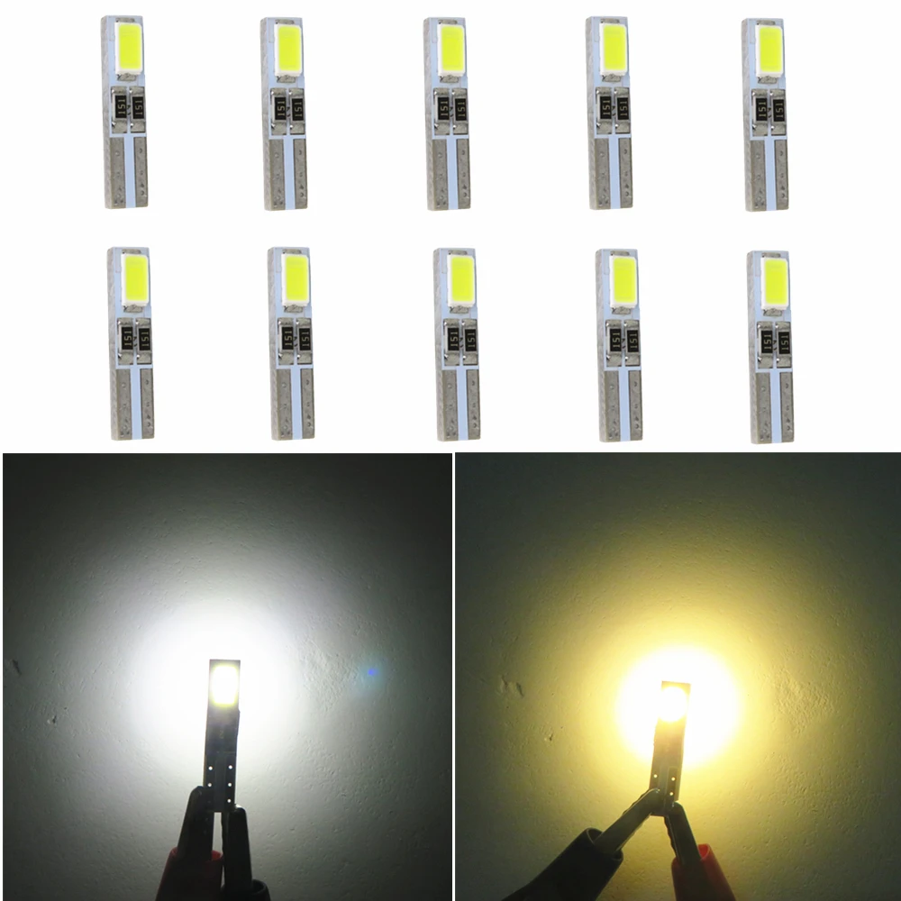 WLJH 10 шт 12v W3W T5 Led 74 73 Клин 5730 инструмент SMD кластера светодиодная панельная