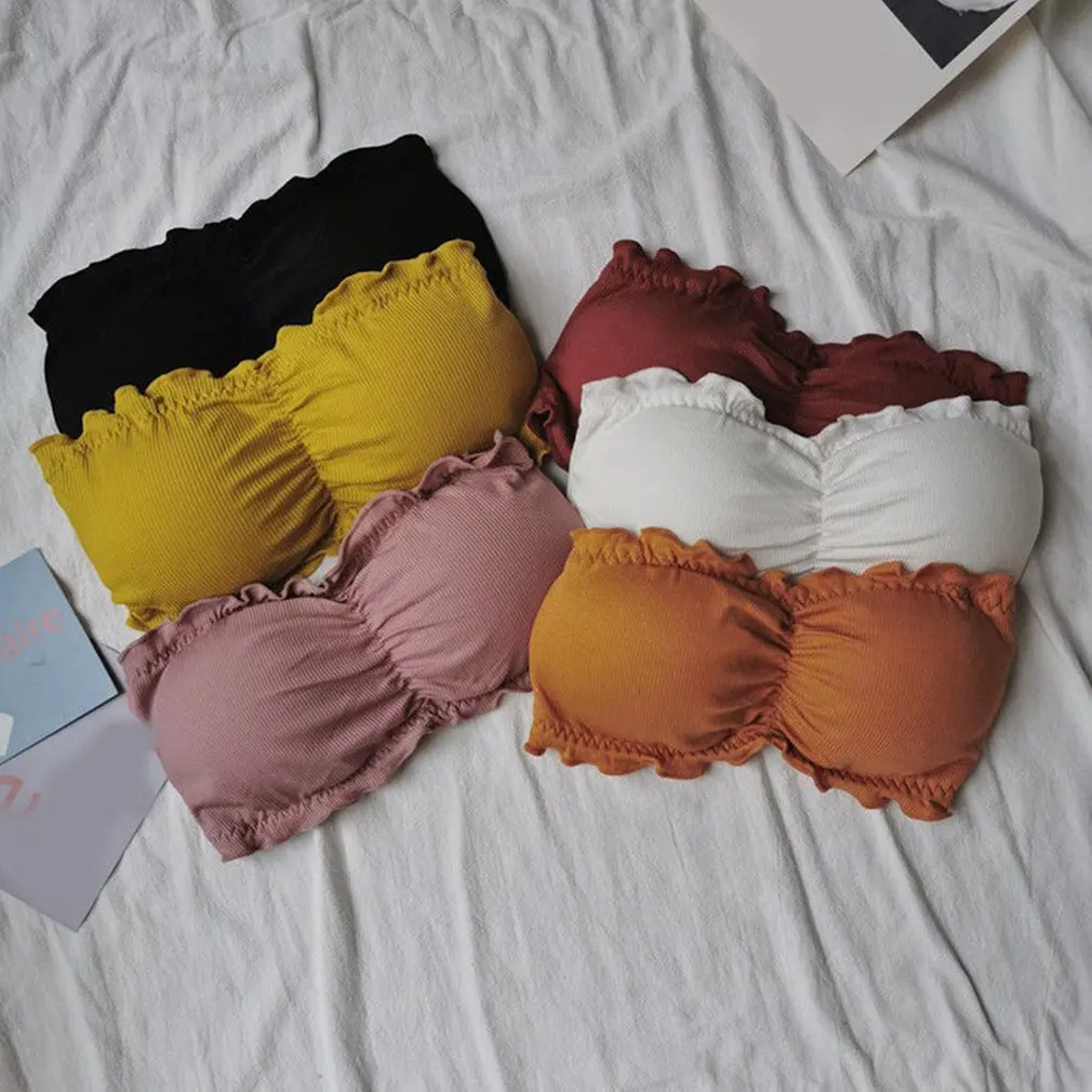 

Thread Cotton Beautiful Back Underwear Women'S Word Round Tube Top Wrap Chest Back Buckle Non-Wired Bra