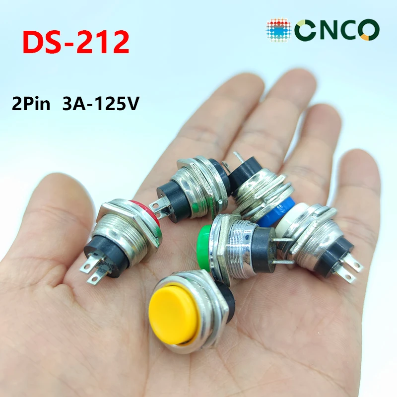2 шт. DS-212 16 мм Мгновенный кнопочный переключатель Пресс переключателя сброса