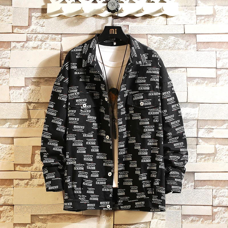 

Casual England Style New 2022 Spring Autumn Print Black White Jacket Men'S Brand Baseball Clothes Plus OverSize M-5XL
