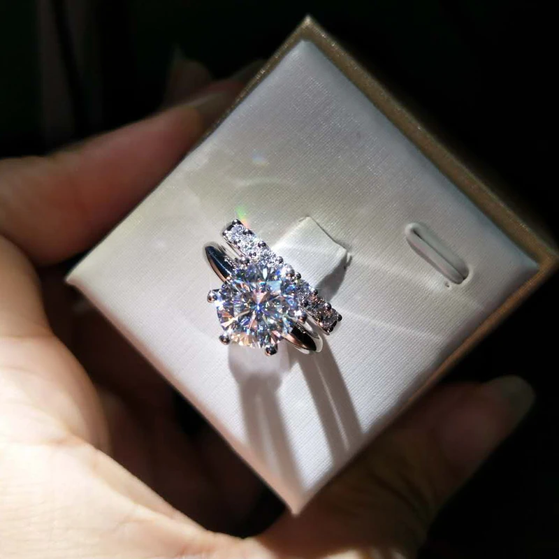 18K 750Au золото 2 шт Moissanite кольцо, обручальное кольцо, D цвет с национальным сертификатом MO-01