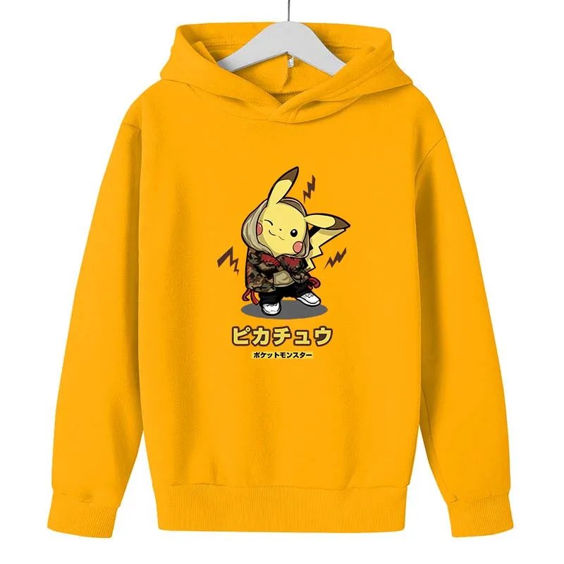 

Pokemon- Pikachu Printed Hoodies Long Sleeves Cotton Children Boys Girls Kids Sweatshirts Clothes Top kids Coat baby Pullover