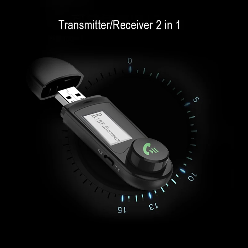 

2 In 1 Wireless Adapter Bluetooth-compatible 5.0 Adapter USB LCD Display Audio Receiver Transmitter For TV PC Driver-Free