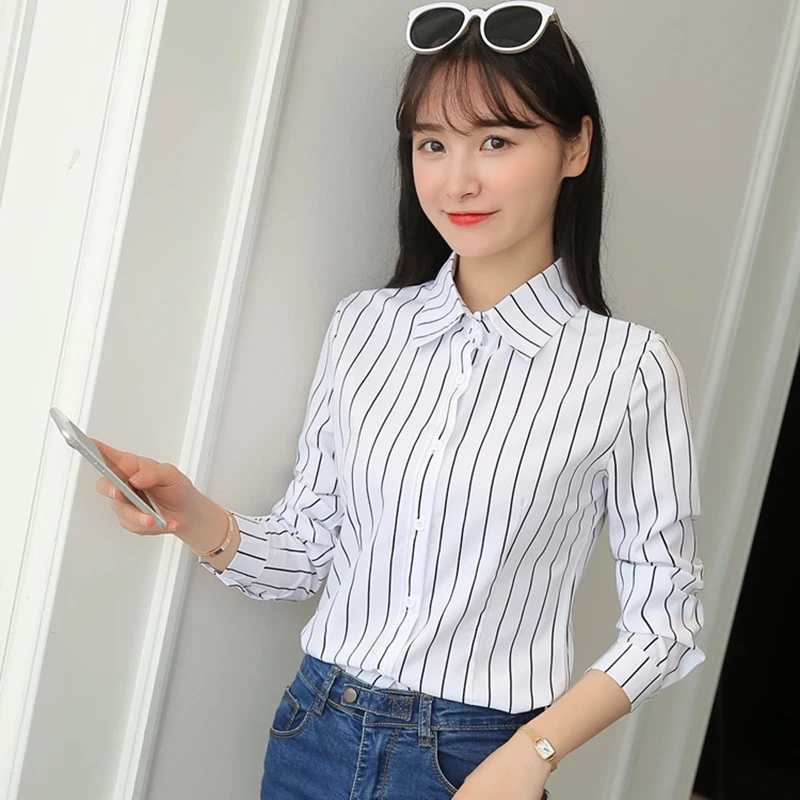 

Elegant striped shirts, women tops, women's blouses, autumn women's blouses, office Ladies tops plus size 3XL, zhensk