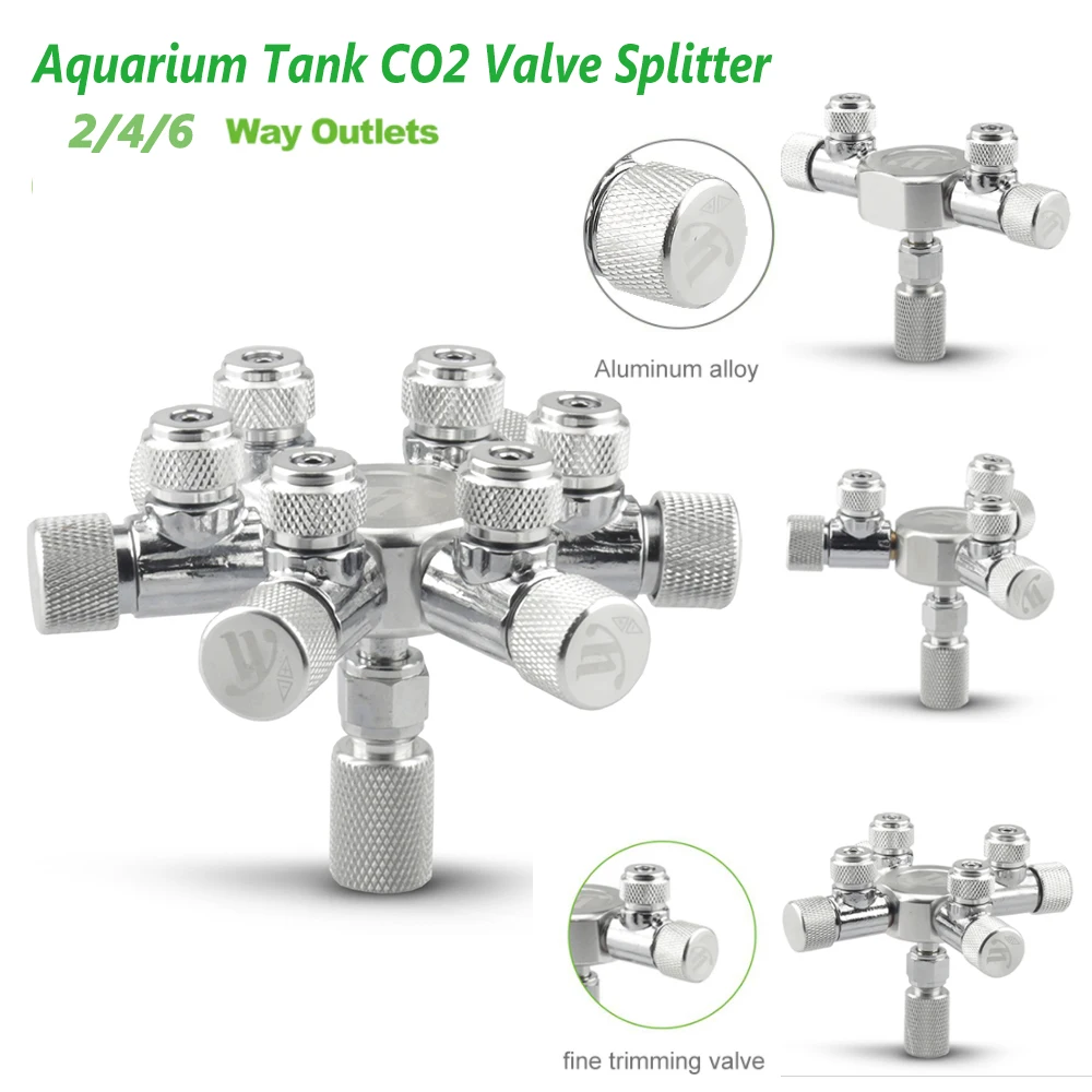 

Aquarium Tank CO2 Valve Splitter Regulator Distributor Needle Fine Adjustment Valve for CO2 Regulator with 2/4/6 Way Outlets