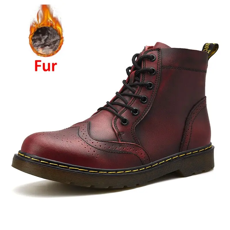 Новые кожаные мужские ботинки на весну осень и зиму обувь для снега лодыжке
