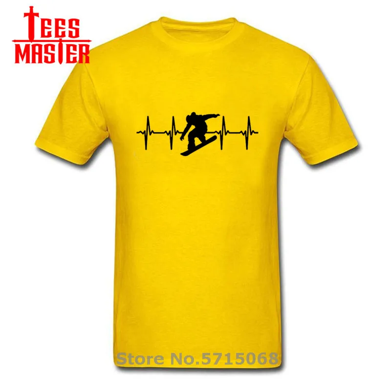 Зимняя мужская забавная футболка с изображением сердца и сноубордиста