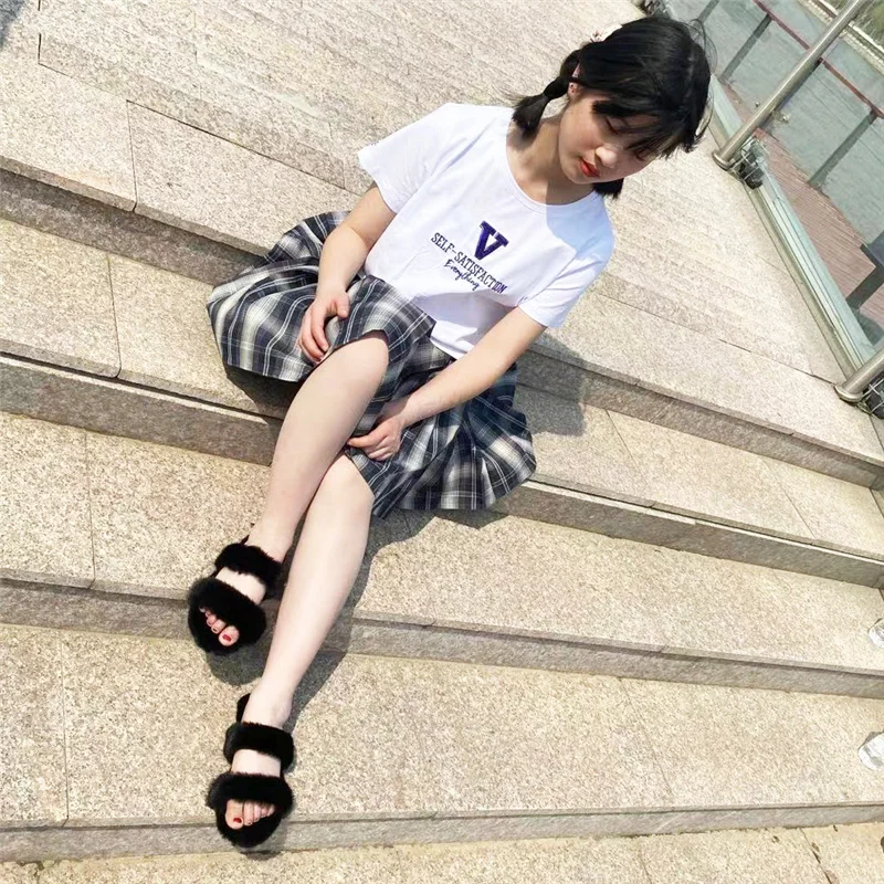 

100% Real Mink Slippers Fashion Slippers Ladies Indoor Slippers Furry Slippers Ladies Sandals