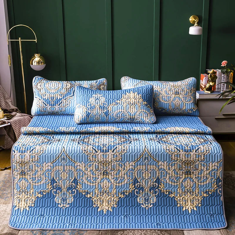 

14 Summer Sleeping Mattress Cold Sheet Pillowcase Cover 2pc/3pc Bed Cover Can be Folded Washed Ice Latex Emulsion Mat