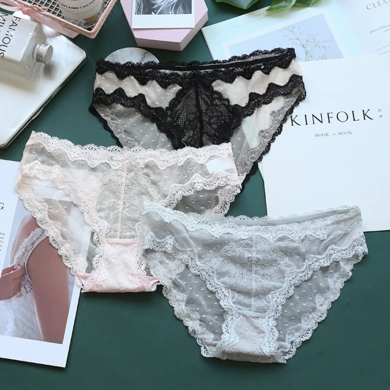 

Сексуальное Кружевное дышащее Сетчатое женское нижнее белье из хлопка со средней талией
