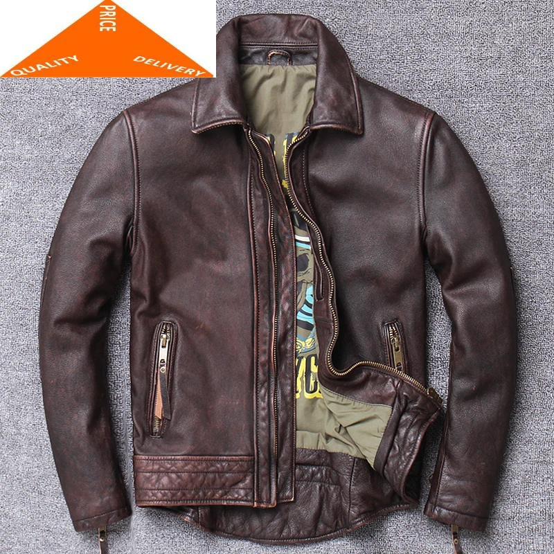 

Куртка мужская демисезонная из натуральной коровьей кожи, 2020