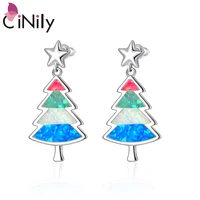 cinily multicolor christmas opal 925 sterling silver drop earrings for party christmas gift fine jewelry earring oh4763