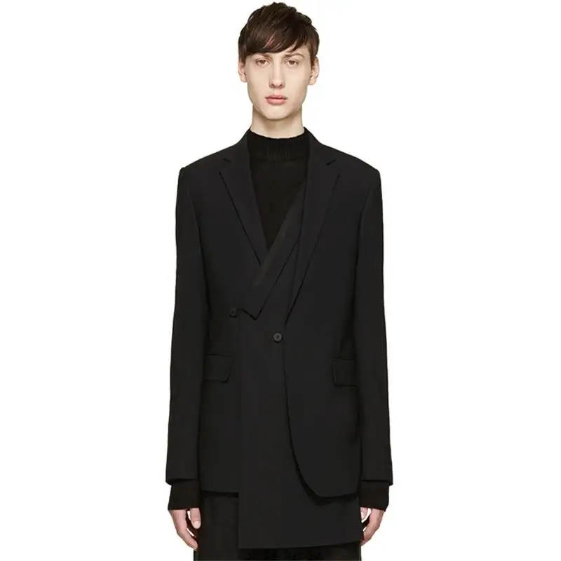 XS 5XL Новый 2020 мужская одежда мода GD стилист Подиум Тонкий двубортный костюм с