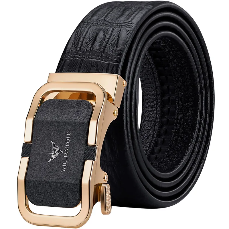 Мужской ремень из натуральной кожи WILLIAMPOLO Роскошный дизайнерский золотистого