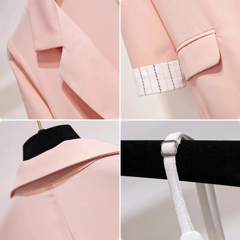 

Plus Size Womens Blazers Suit Autumn Office 2-piece Set Ladies Suit Jacket+Nine Split Pants Female Coat Casual Clothing Sets