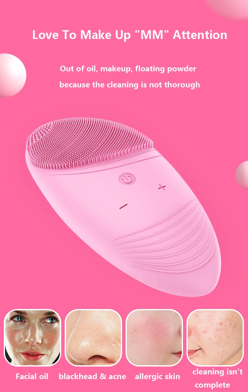 

Electric Silicone Face Brush Skin Care Facial Brush Acoustic Vibration Deep Cleaning Pore Washer Black Head Face Cleaning Brush