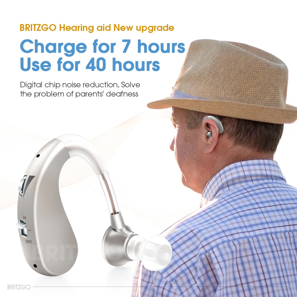 Цифровой слуховой аппарат BTE перезаряжаемый мини-усилитель звука для