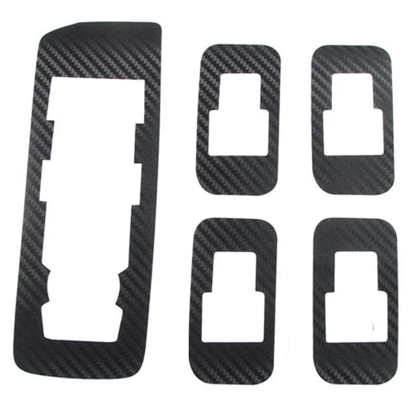 

Черные наклейки из углеродного волокна для кнопки переключателя двери окна автомобиля, декоративные наклейки для Ford F150 2015 -2020, аксессуары, 5 ...